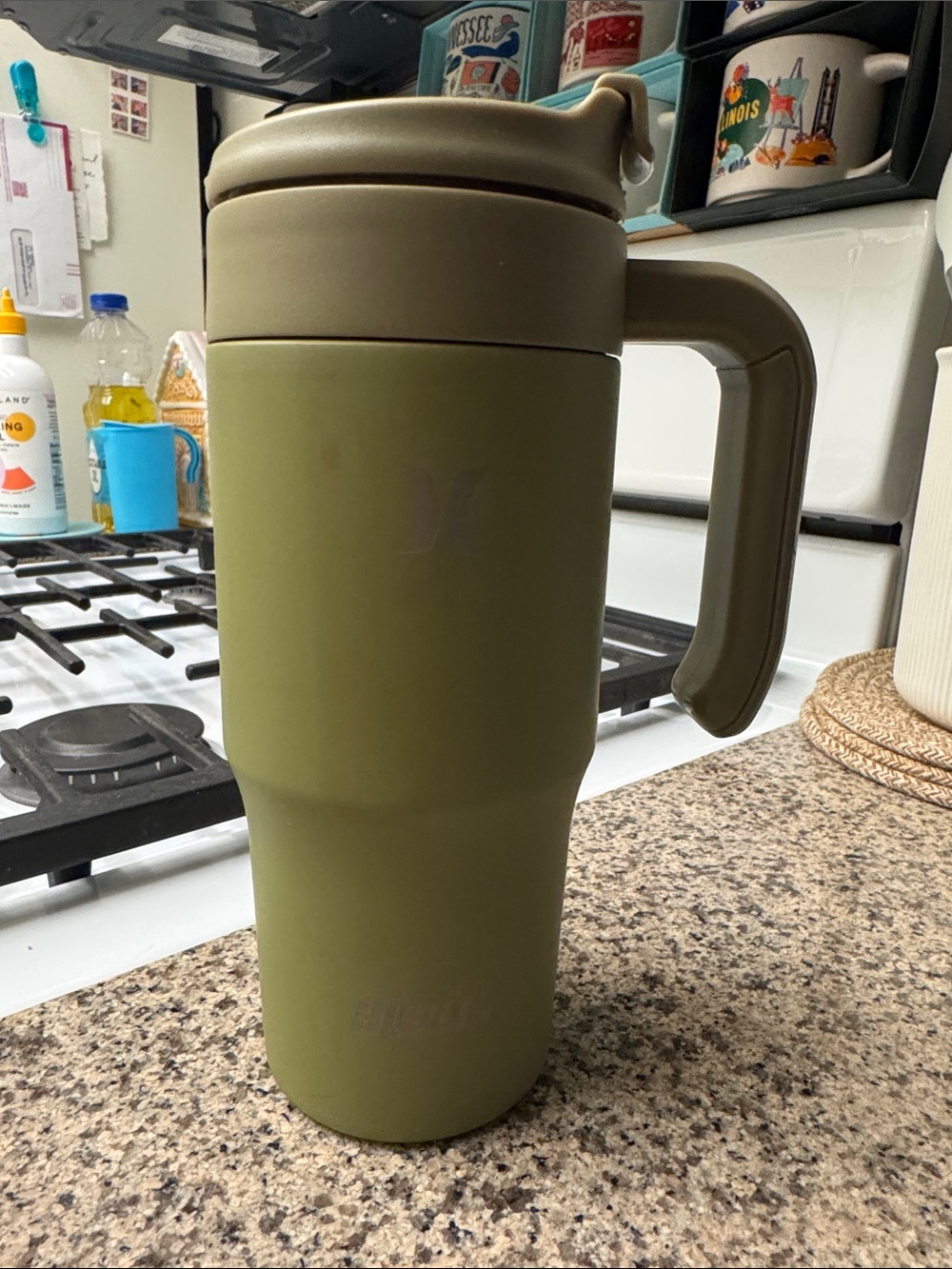 Hurley Olive Green Travel Mug with Handle